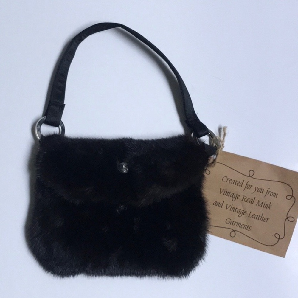 Vintage leather mink handbag